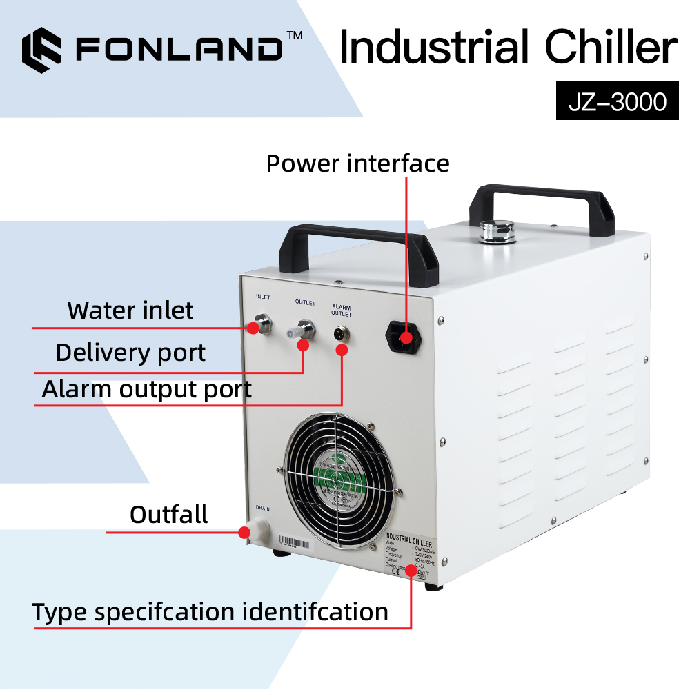 Laser Industrial Chiller - FONLAND JZ-3000 DG110V AG220V Przemysłowy Chiller